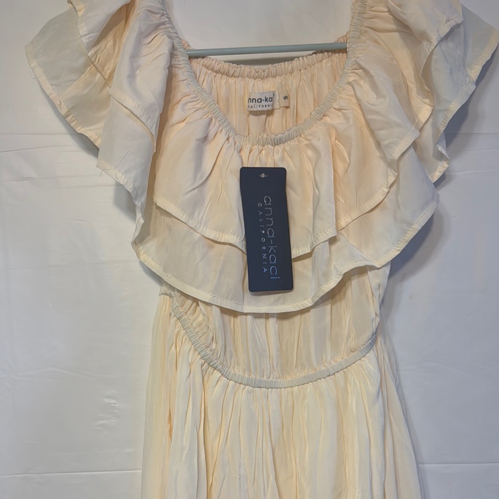 Anna-Kaci Cream Ruffle Dress